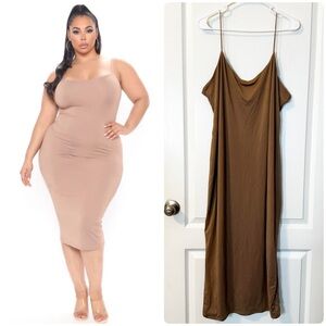 Fashion Nova Bouncing Back Bodycon Midi Dress Taupe NWT Size 2X